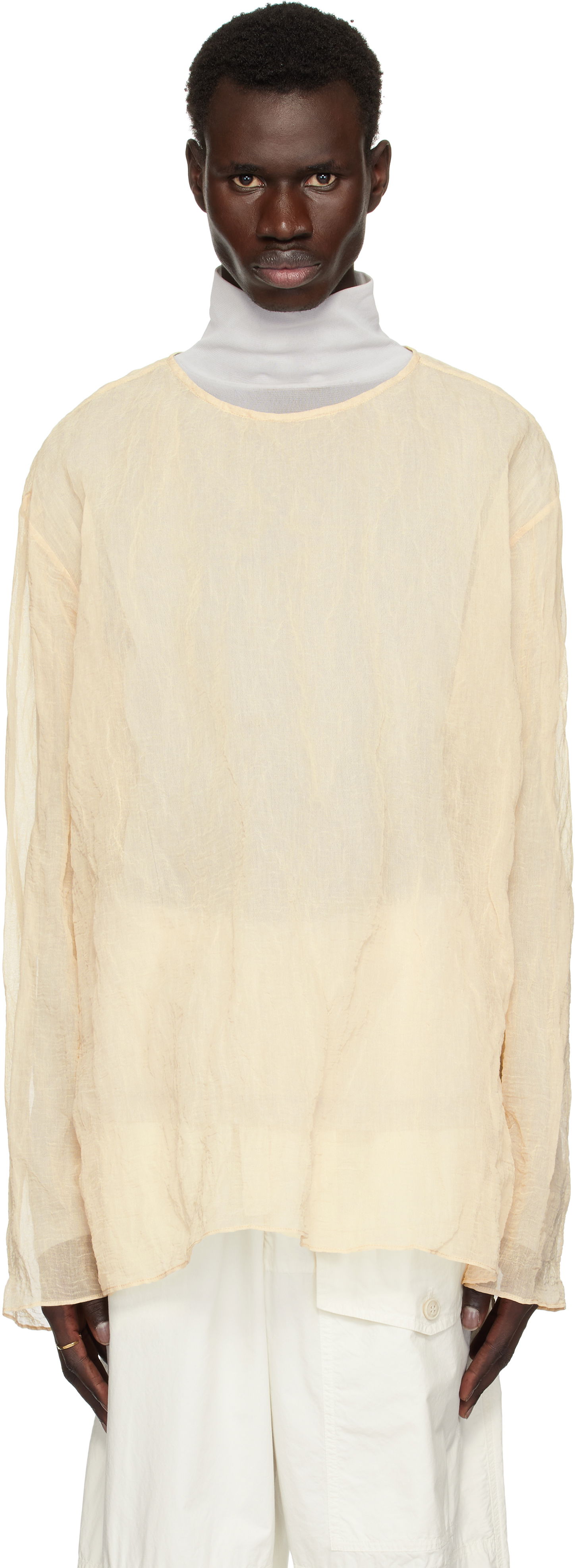 Sweater Dries Van Noten Dries Van Noten Long Sleeve Top Beige | 251-020740-1265, 0