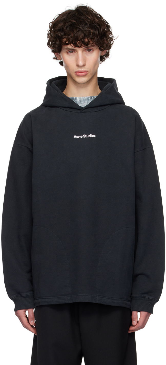 Sweatshirt Acne Studios Black Printed Logo Hoodie Svart | CI0170-