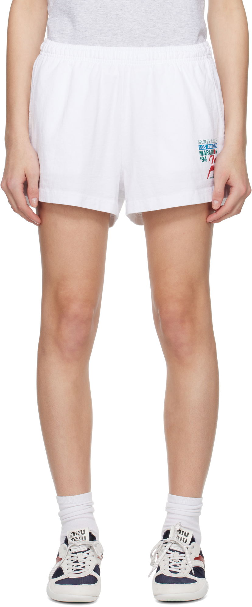 Shorts Sporty & Rich Sporty & Rich 'LA Marathon' Disco Shorts Vit | SH037622171WH01