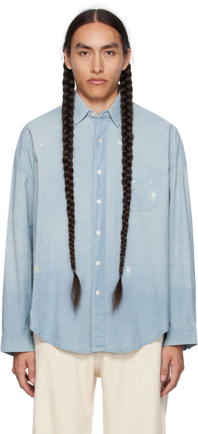 Skjorta R13 R13 Paint Splatter Button-Up Shirt Blå | R13WD170-D136A, 0