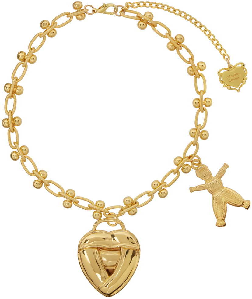 Halsband Chopova Lowena Chopova Lowena Knotted Heart Pendant Necklace with Teddy Bear Charm Metallisk | 6516