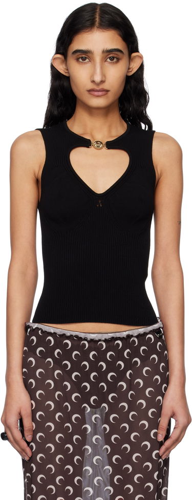 Linne Marine Serre Marine Serre Moon Jewelry Knit Open Neck Tank Top Svart | WTK058A CKNI0514, 0