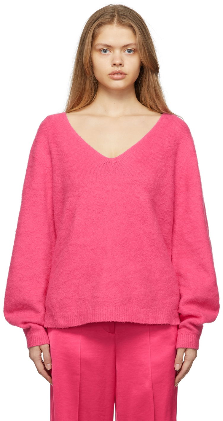 Sweater Helmut Lang Helmut Lang Brushed Cloud V-Neck Sweater Rosa | L09HW713
