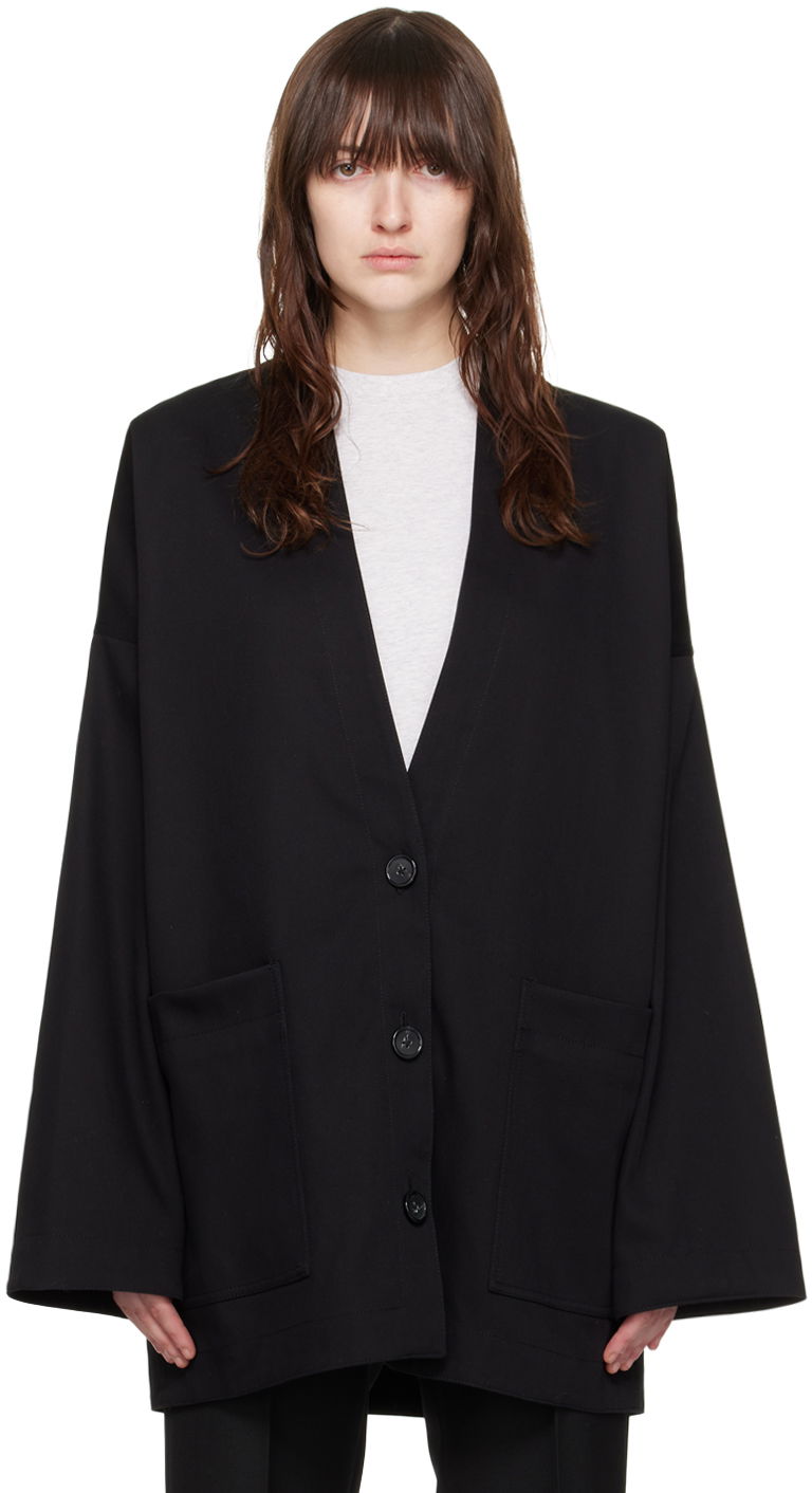 Rockar TOTEME TOTEME Patch Pocket Cardigan Svart | 243-WRO0128-FB0188