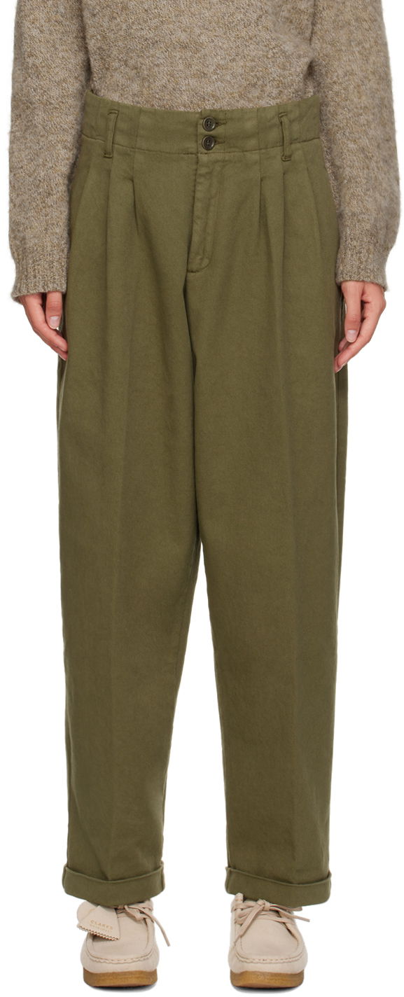 Byxor YMC YMC Keaton Pleated Trousers Grön | Q4AZG
