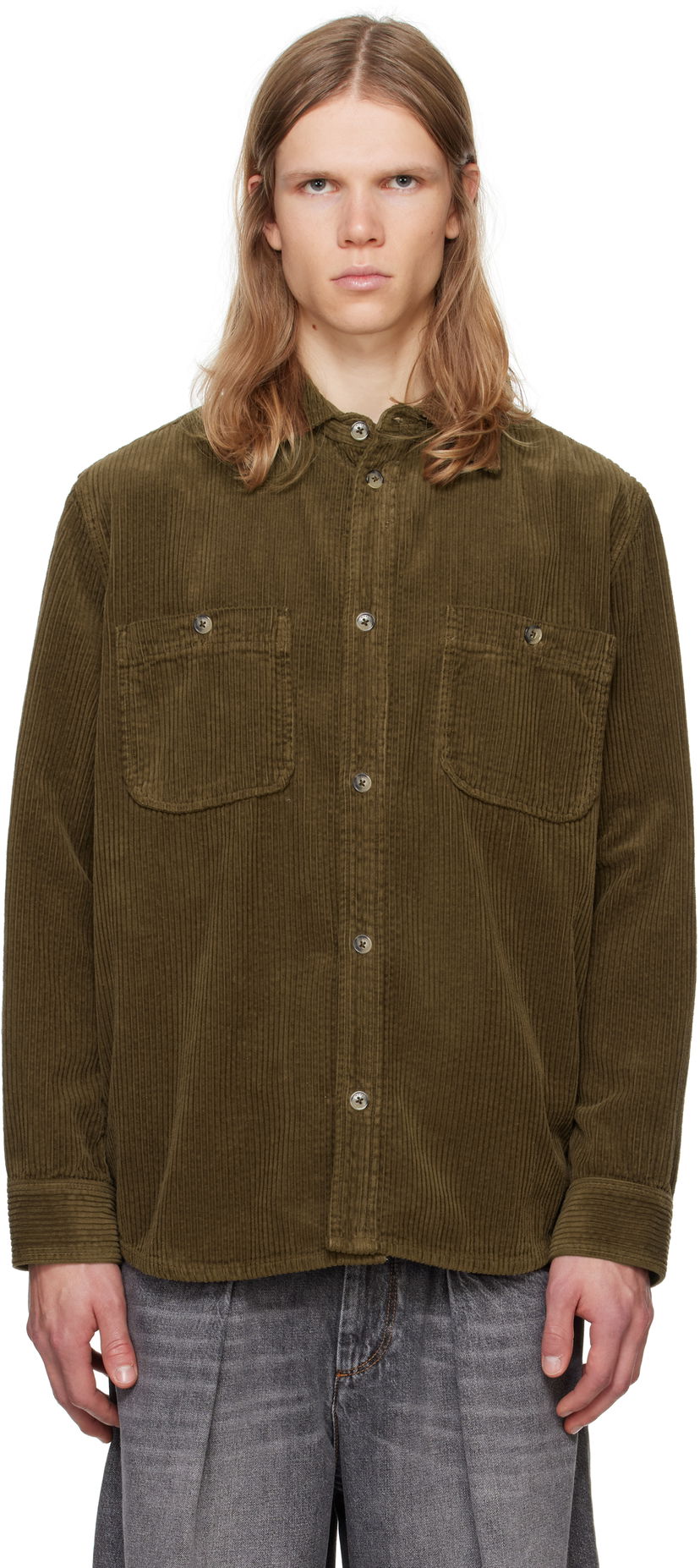 Skjorta ISABEL MARANT Isabel Marant Nario Corduroy Shirt Grön | CH0198HA-B4G03H