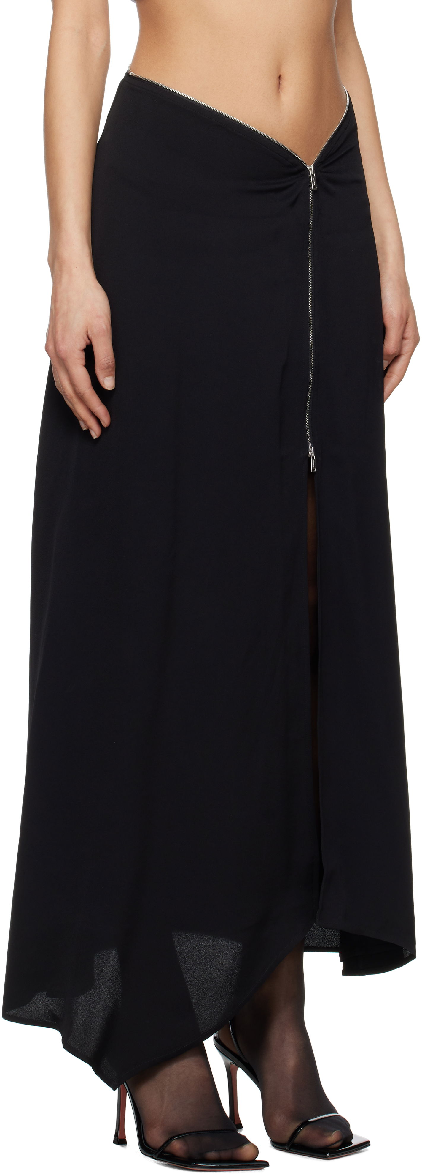 Kjol Nanushka Nanushka Zella Maxi Asymmetrical Zip Skirt Svart | NW25RSSK19299, 1