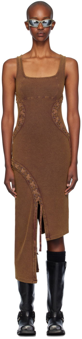 Klä Feng Chen Wang Feng Chen Wang Lace Knit Midi Dress Brun | FWF18DR02C