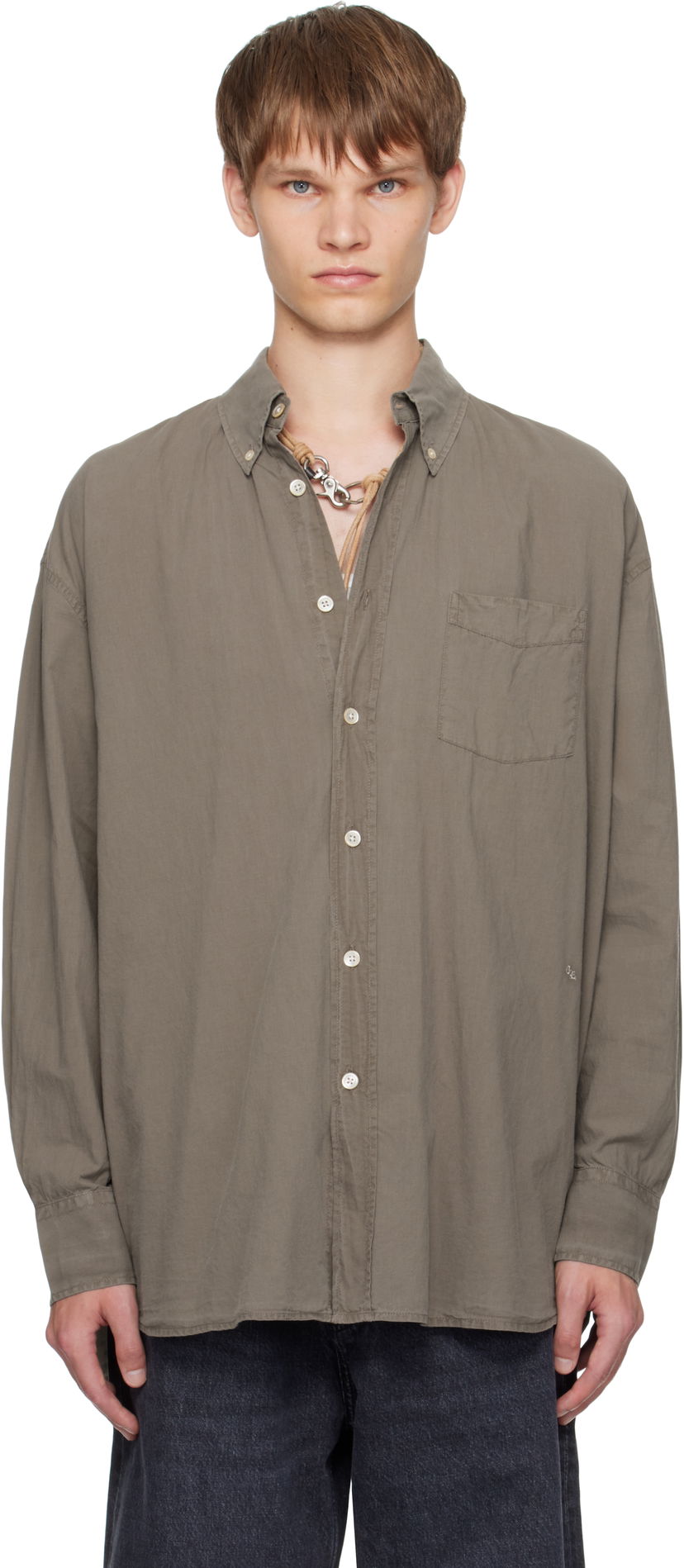 Skjorta OUR LEGACY Our Legacy Borrowed Button-Down Shirt Grön | M4252BC