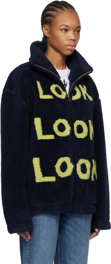 Bomberjacka JW Anderson JW Anderson 'Look Look Look' Fleece Zip-Up Jacket Mörkblå | JK0375-PG1711, 1