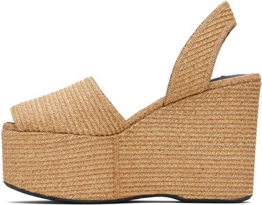 Sneakers och skor Alaïa ALAÏA Wedge Paper Straw Heeled Sandals Beige | AA3S129TK054, 2