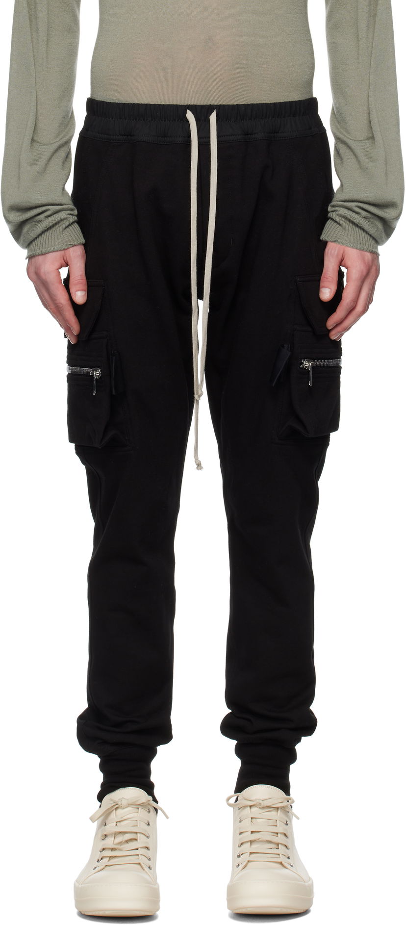 Cargo byxor Rick Owens Rick Owens Hollywood Mastodon Cargo Pants Svart | RU01E5396 BA