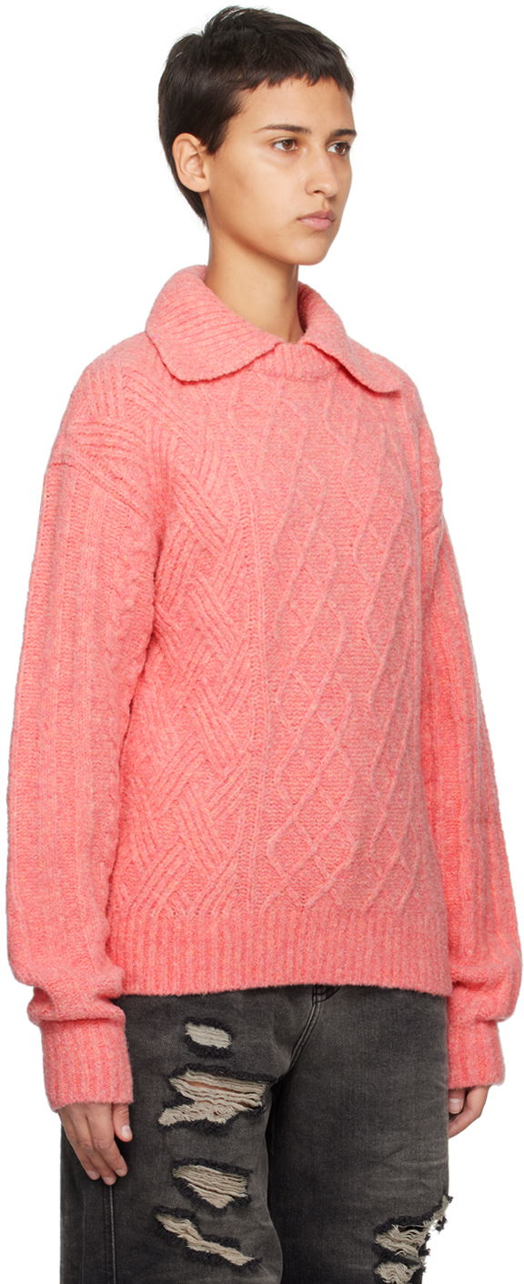 Sweater ADER ERROR Long Sleeve Cable Knit Polo Sweater Rosa | BMADFWKT0102PK, 1