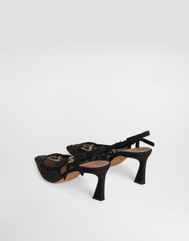 Tillbehör Dolce & Gabbana Dolce & Gabbana Leopard-Design Lace Slingbacks with Rhinestones Svart | CG0852A9S2680999, 2