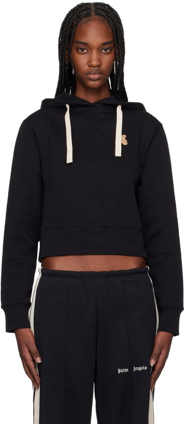 Sweatshirt Palm Angels Palm Angels Cropped Hoodie with Bear Patch Svart | PWBB075S25FLE0021060, 0