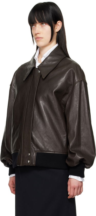 Bomberjacka Khaite Khaite Shelman Leather Jacket Brun | 6166729, 3