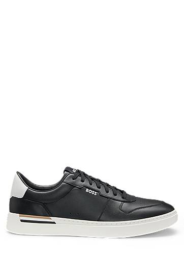 Kläder och accessoarer BOSS BOSS Signature-Stripe Detail Trainers Svart | 50542538, 1
