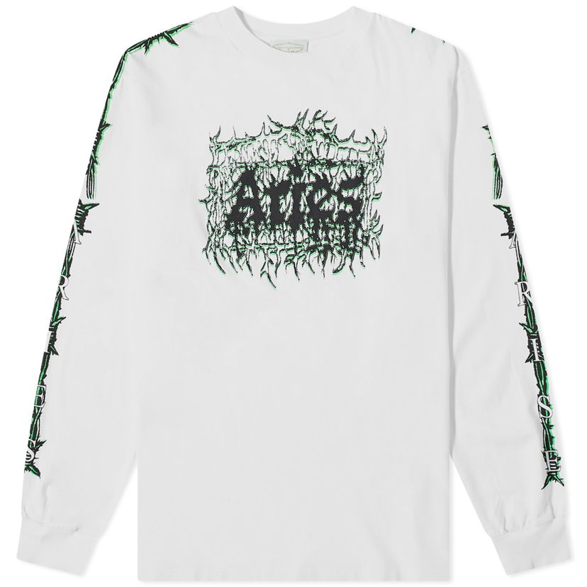 T-shirt Aries Aries Men's Metal Long Sleeve T-Shirt Vit | FTAR60030-WHT