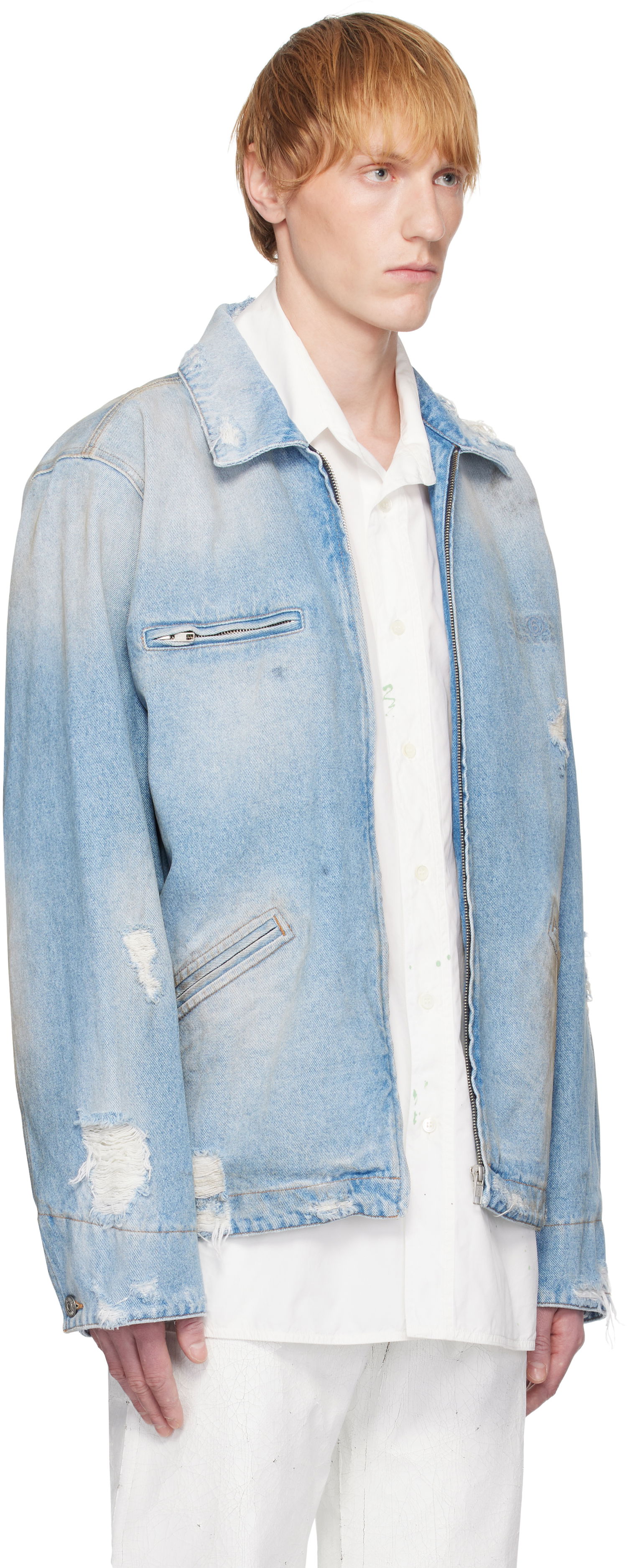 Jacka Maison Margiela MM6 Maison Margiela Distressed Denim Jacket Blå | SH2AM0030 M30018, 1