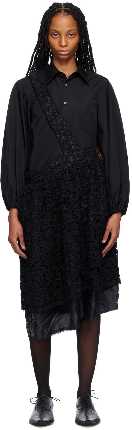 Klä Comme des Garçons Comme des Garçons Floral Lace Midi Skirt Svart | RK-A004-051
