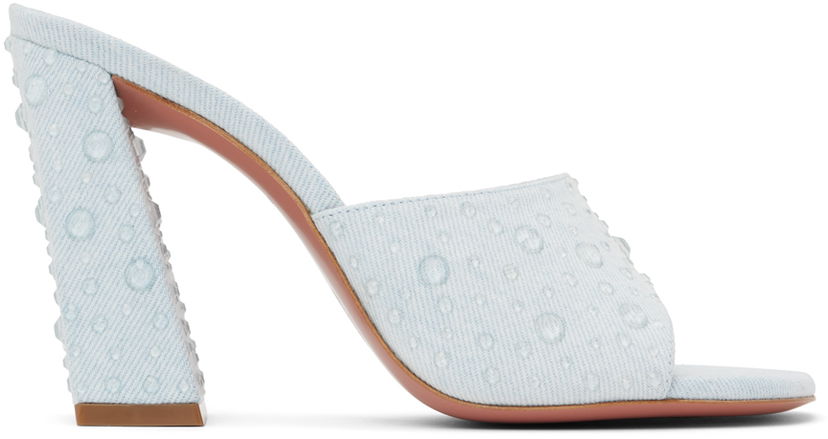 Tillbehör Amina Muaddi Amina Muaddi Brigitte Crystal Heeled Sandals Blå | BRIGITTE CRYSTAL SLIPPER BLOCK