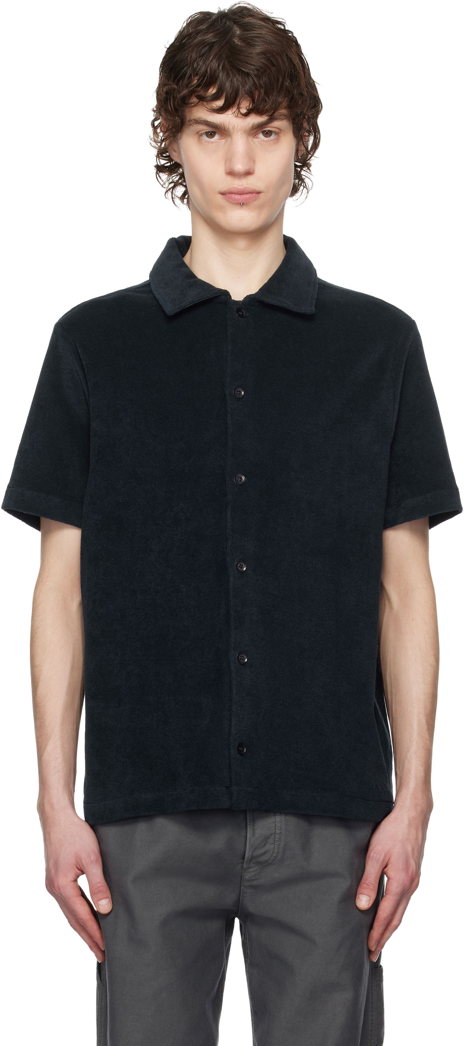Skjorta A.P.C. A.P.C. Nicolo Short Sleeve Button-Down Shirt Svart | COEWT-H26501, 0