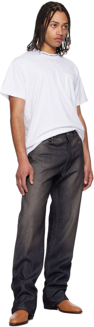 T-shirt Versace Versace Jeans Couture Logo Collar Pocket T-Shirt Vit | E78GAHE03_ECJ00E, 3