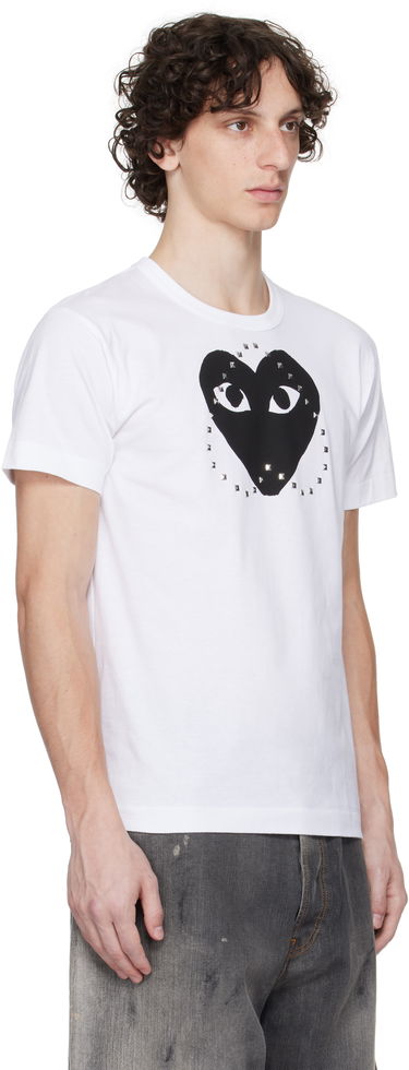 T-shirt Comme des Garçons PLAY Stud Print Heart T-Shirt Vit | AX-T804-051, 4