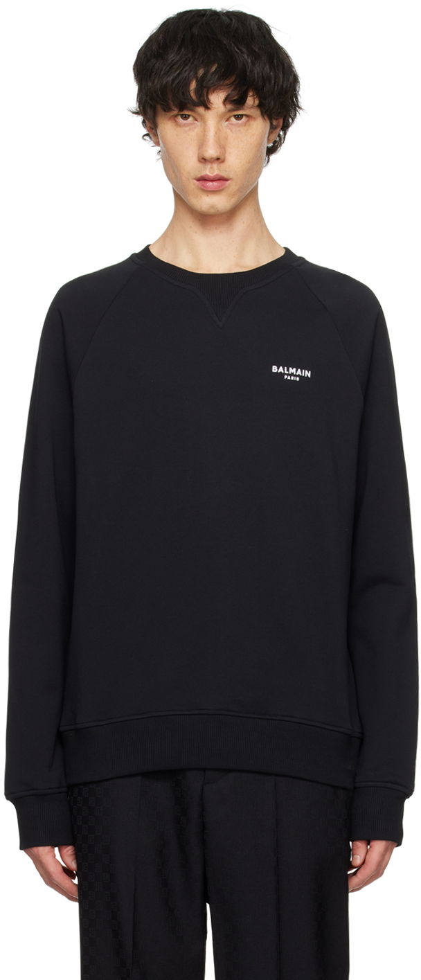 Sweatshirt Balmain Flocked Sweatshirt Svart | CH1JQ005BB04