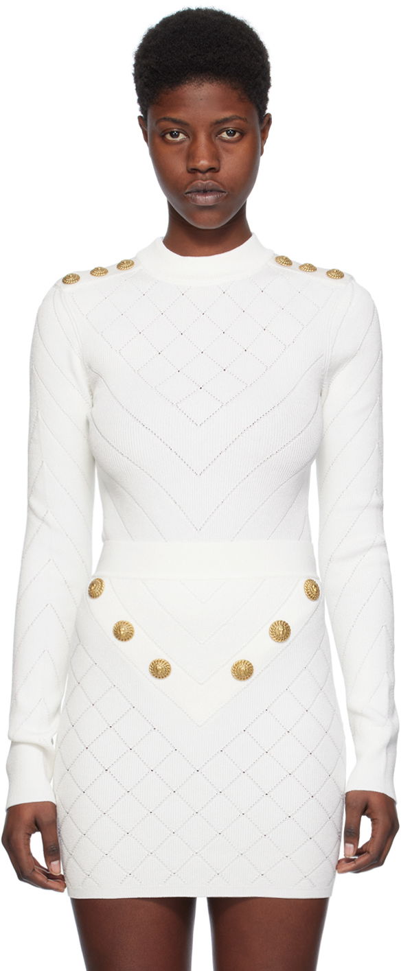 Kropp Balmain Cutout Bodysuit Vit | CF1BG240KF53