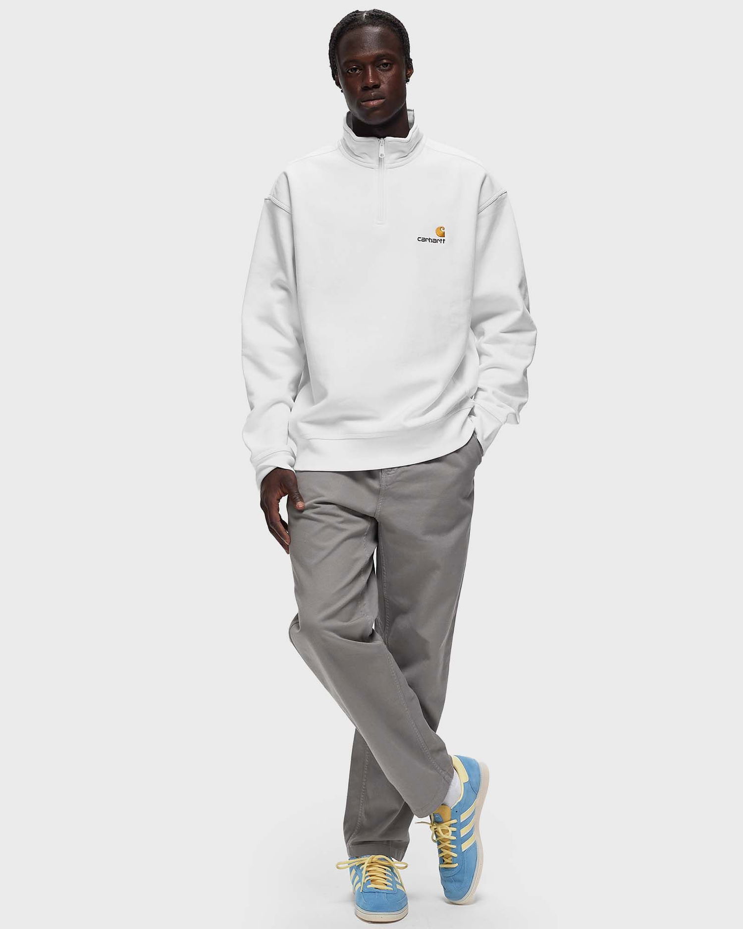 Sweatshirt Carhartt WIP Half Zip American Script Sweat Vit | I027014-02.XX, 1