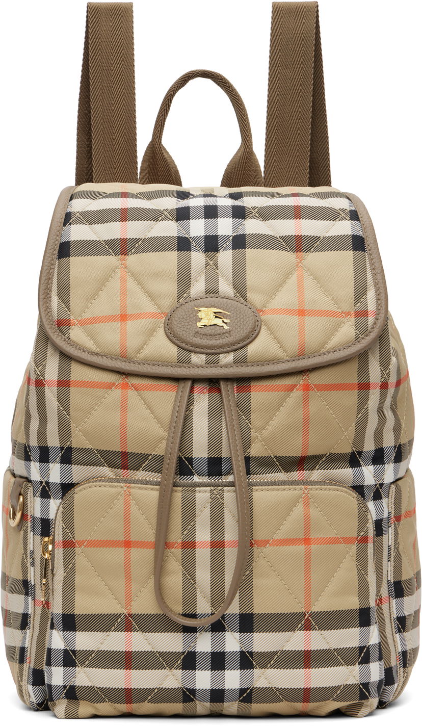 Ryggsäck Burberry Burberry Horseshoe Quilted Backpack Beige | 8115396