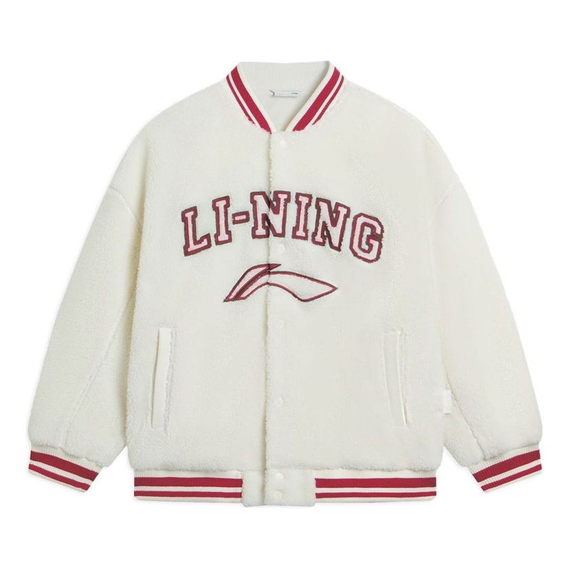 Bomberjacka Li-Ning Polar Fleece Logo Baseball Jacket Vit | AFDSD31-1