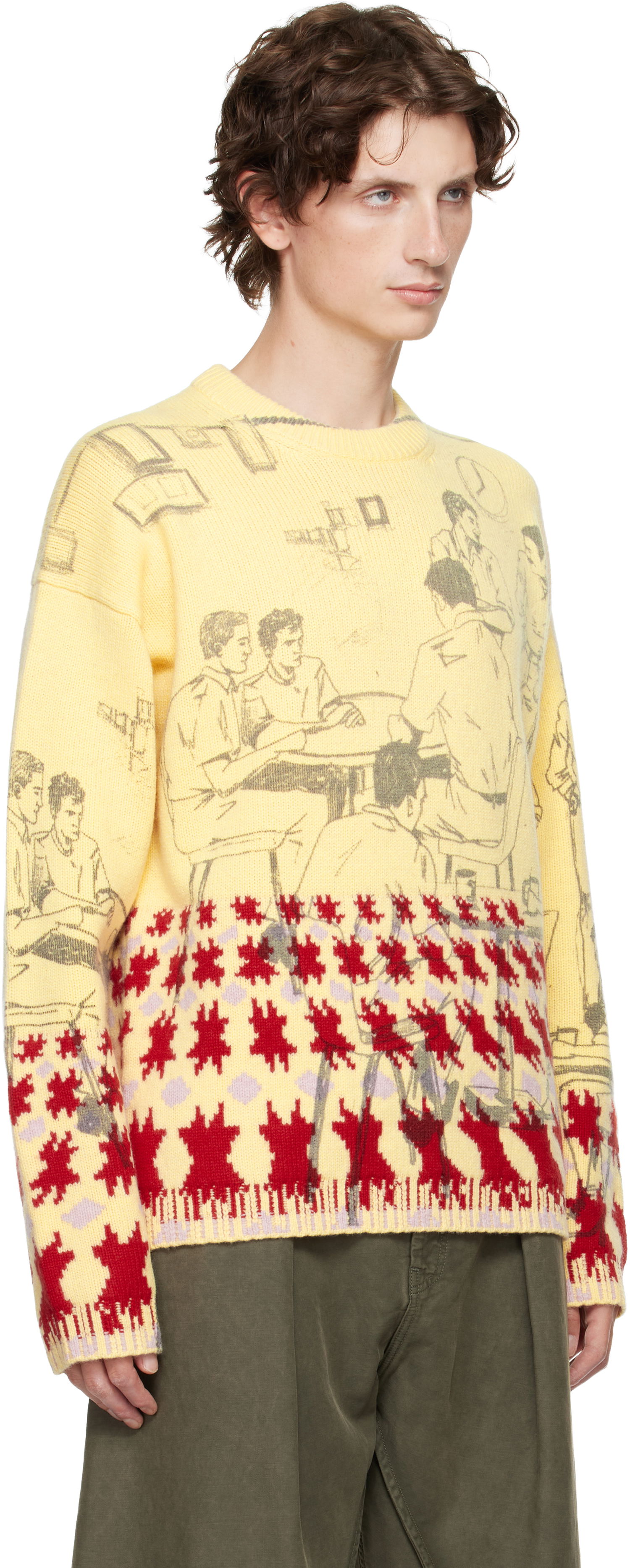 Sweater JW Anderson Jacquard Knit People Graphic with Abstract Motif Sweater Flerfärgad | KW1439-YN0373, 1