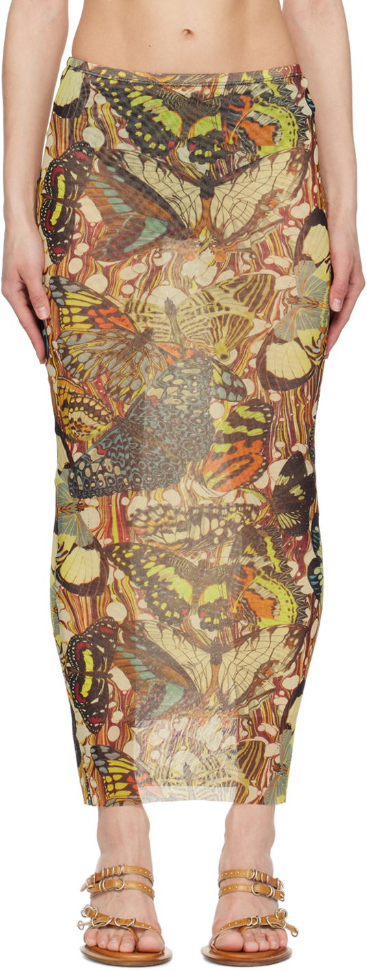 Kjol Jean Paul Gaultier Gaultier Butterfly Print Maxi Skirt Flerfärgad | 24/25-F-JU070-T545-1090