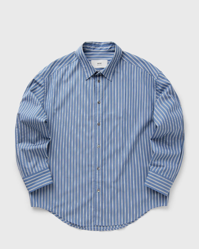 Skjorta AMI AMI Paris Boxy Fit Striped Longsleeve Shirt Blå | HSH191.CO0108-4505