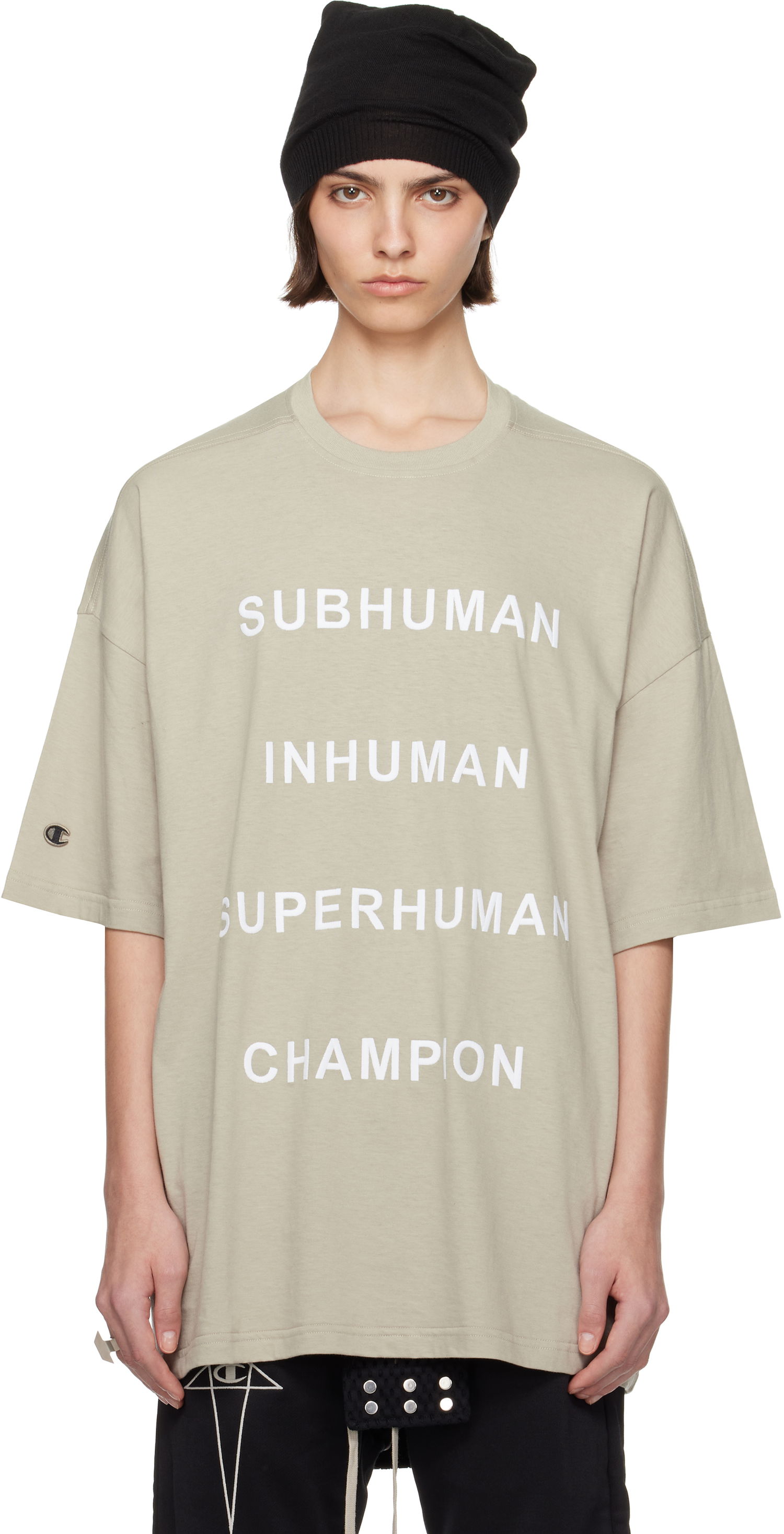 T-shirt Rick Owens Rick Owens Champion Edition Tommy T-Shirt Beige | CW01E1675 CHJG, 0