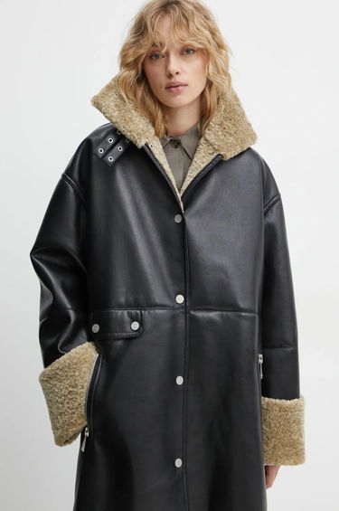 Rockar Nanushka LIESEL Black Leather Coat Svart | NW24FWOW38370, 4