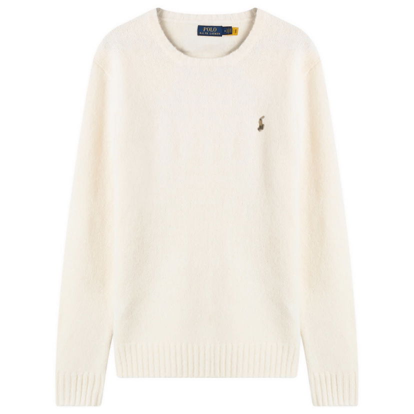 Sweater Polo by Ralph Lauren Brushed Shetland Knit Jumper Vit | 710918805509-NAT