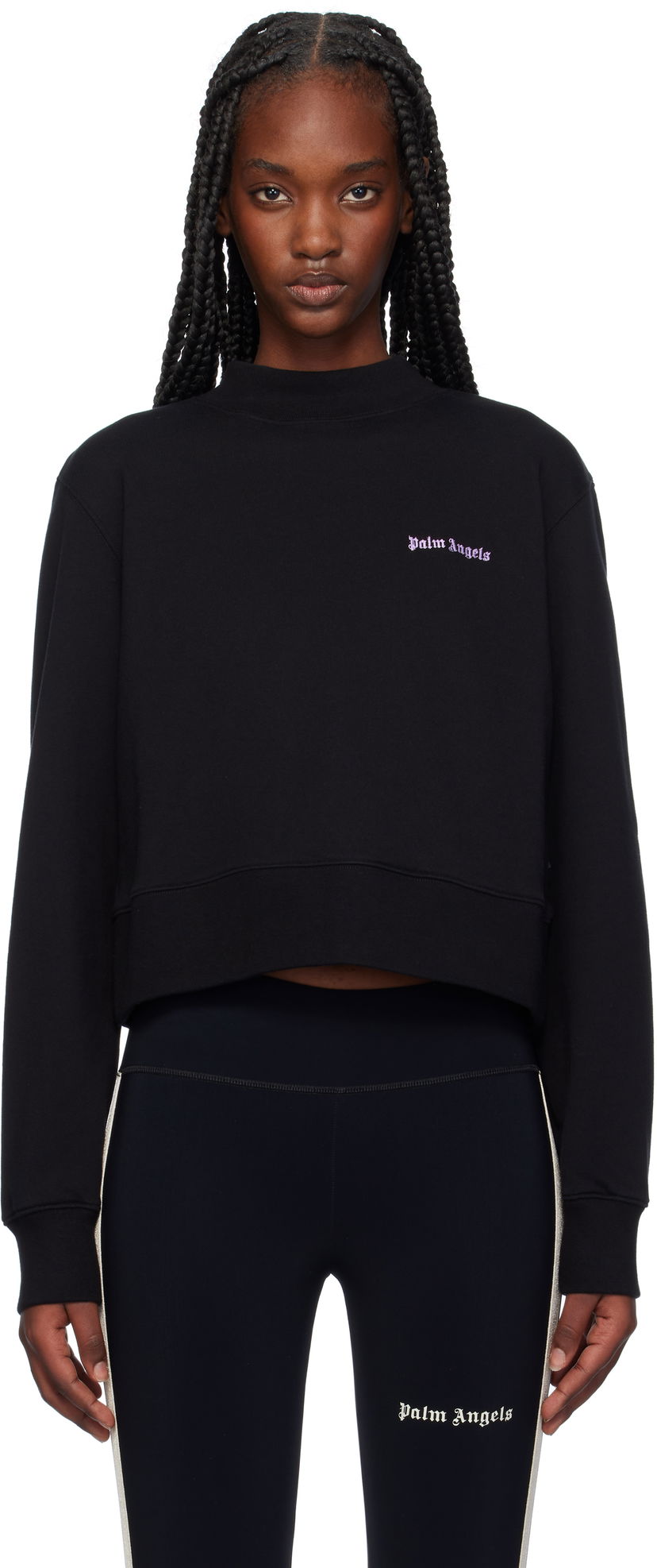 Sweatshirt Palm Angels Classic Logo Fitted Sweatshirt Svart | PWBA016F24FLE0041036