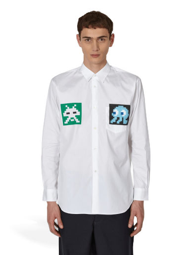 Skjorta Comme des Garçons Invader Poplin Shirt Vit | FJ-B028-W22 1