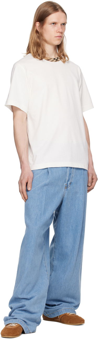 T-shirt Burberry Burberry Cotton T-Shirt with Check Trim Vit | 8110100, 3