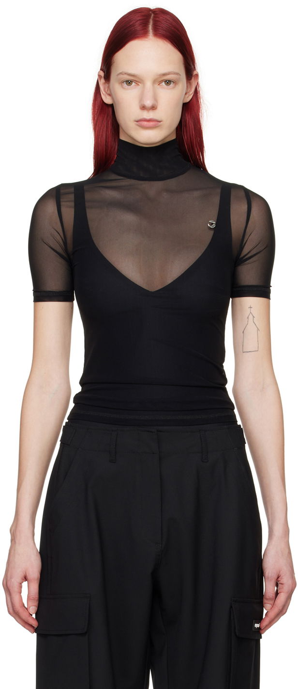 T-shirt Coperni Coperni Semi-Sheer High Neck Top Svart | COPJS20BIS557