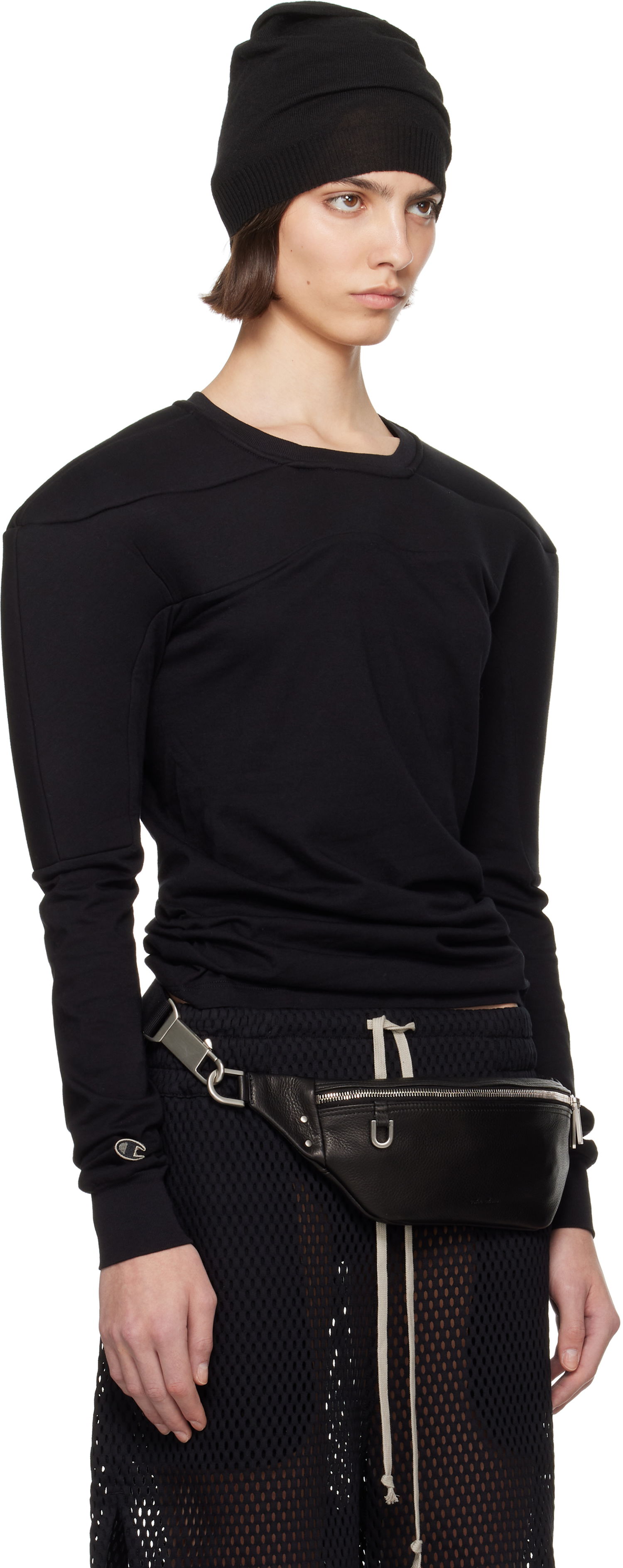 Sweatshirt Rick Owens Rick Owens Champion Edition Girdered Harness Sweatshirt Svart | CW01E1707 CHJG, 1