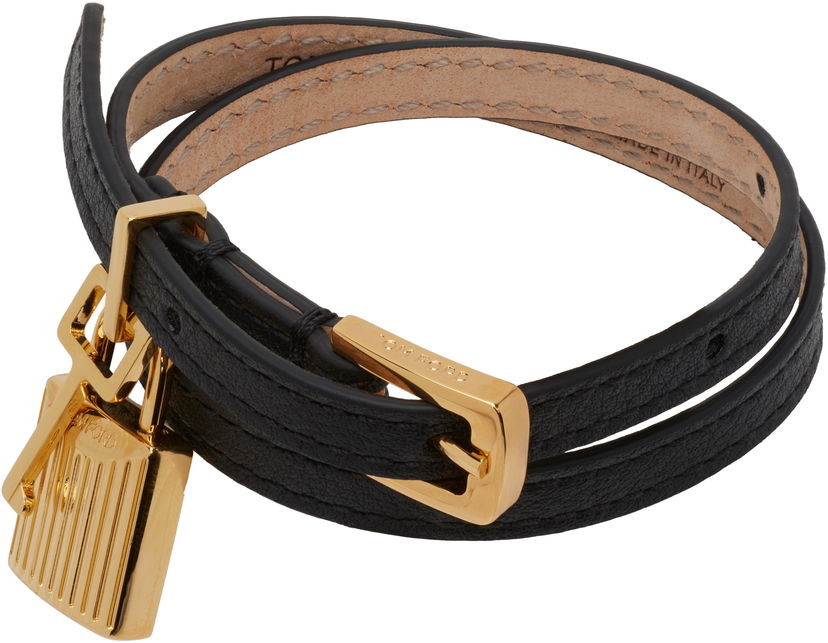 Armband Tom Ford TOM FORD Grain Leather Padlock Bracelet Svart | JW158-LCL490G