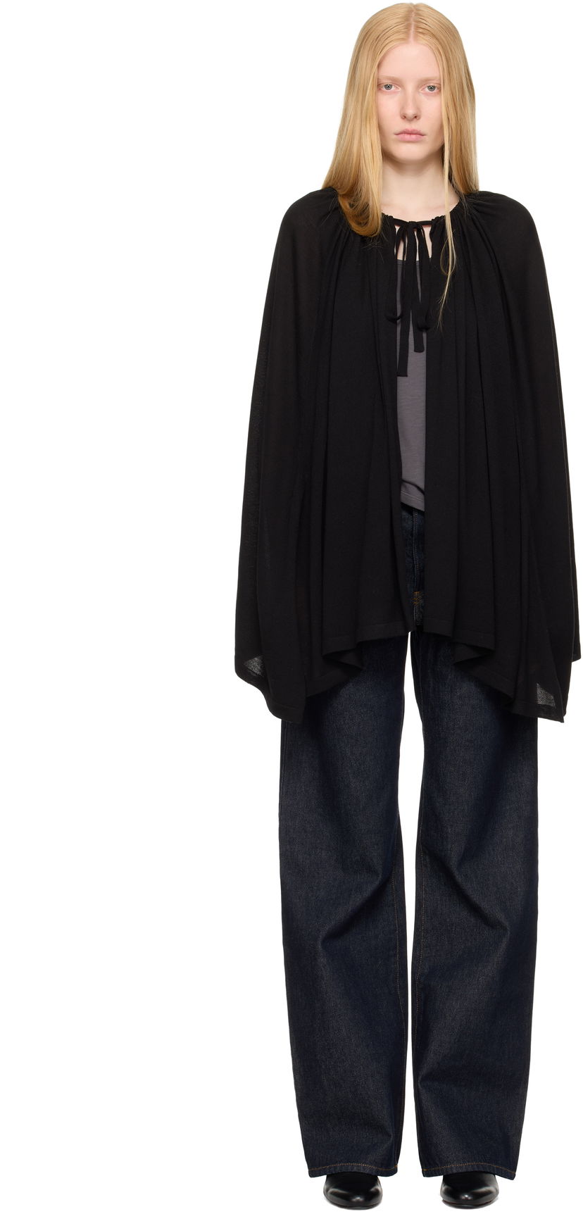 Jacka TOTEME TOTEME Drawstring Cape Svart | 252-WRT0551-YA0190