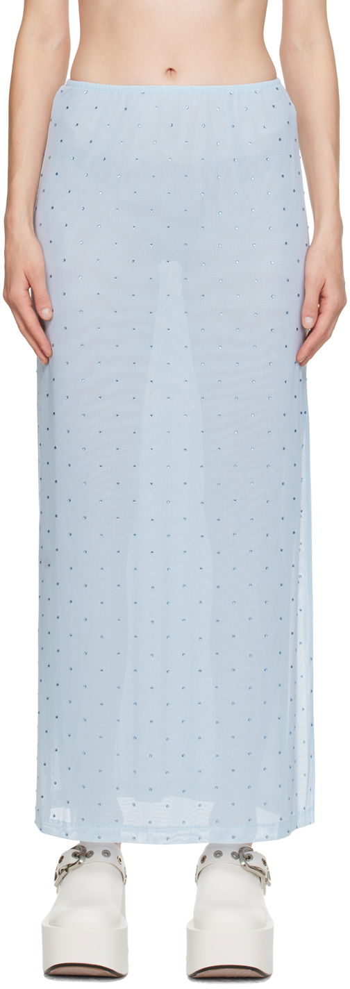 Kjol Anna Sui Anna Sui Rhinestone Maxi Skirt Blå | 1024F10
