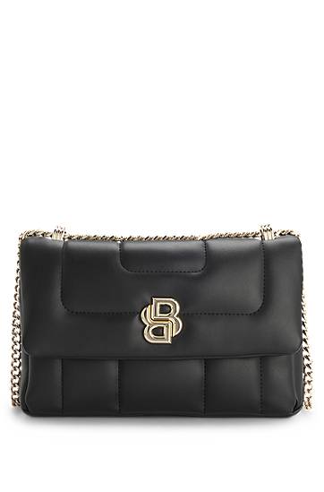Handväska BOSS Quilted Shoulder Bag with Monogram Hardware Svart | 50523348
