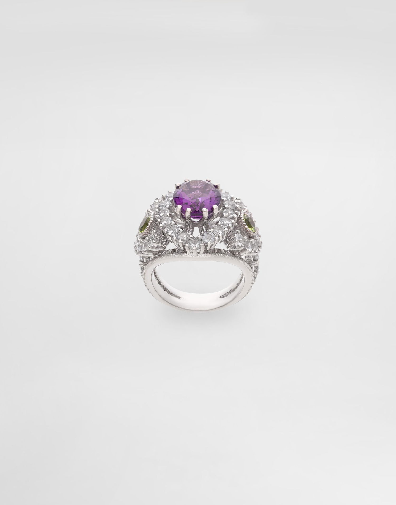 Ringa Dolce & Gabbana Dolce & Gabbana Eleganza Ring with Amethyst, Peridots, and Sapphires, Size 54 Purpur | WRSA3GWAME180001, 0