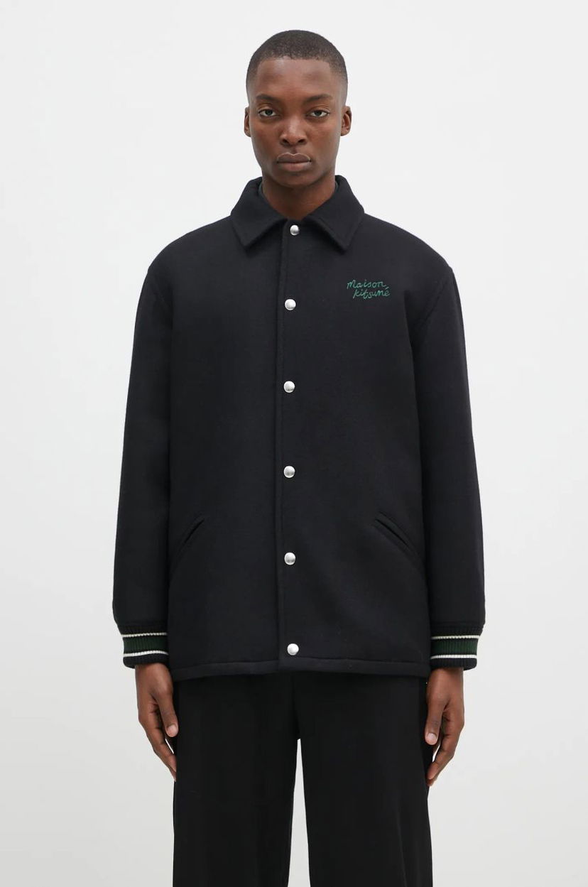 Bomberjacka MAISON KITSUNÉ Black Varsity Jacket Svart | NM02120WM0026